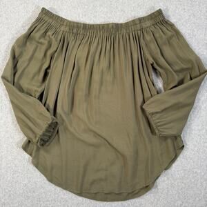 Splendid Off Shoulder Olive Green Blouse Women's X-Small Flowy Boho